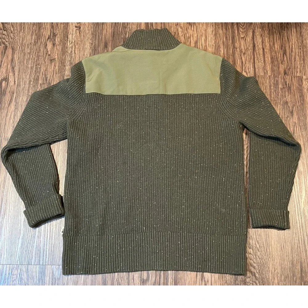 The North Face Mens Olive Green Marled Mock Neck Button Pullover Sweater Large